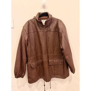 ORVIS‎ Mens Brown Genuine Leather Jacket Lined Coat Size 26/28